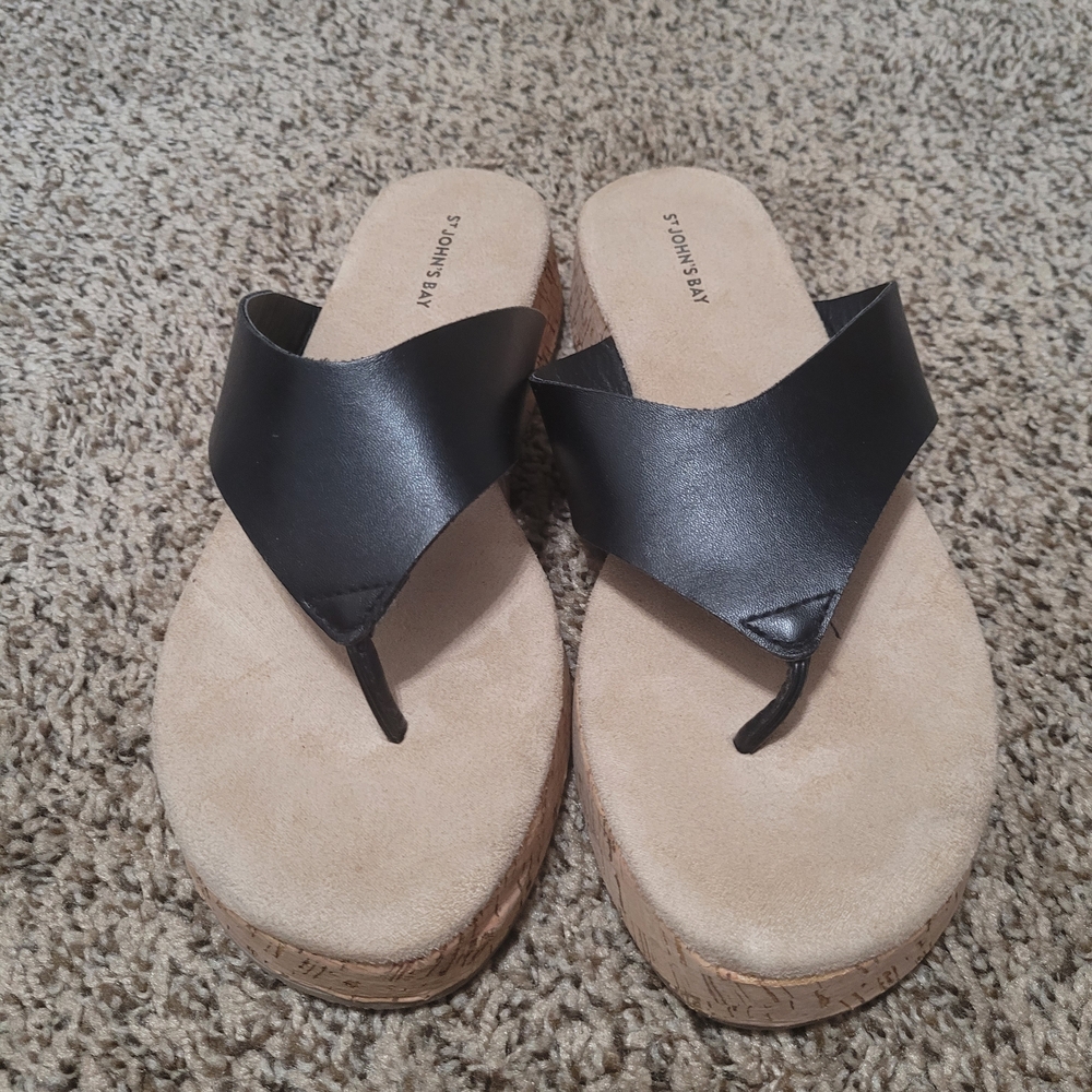 St. John's Bay Black and Tan Women's Sandals